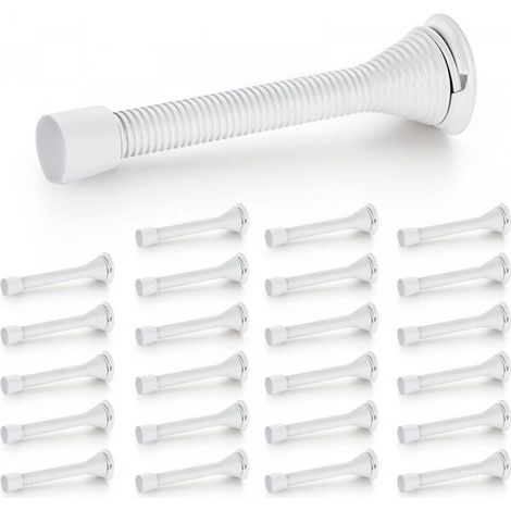 Butées de porte, lot de 24, Blanc, à ressort, avec butée en caoutchouc, pour le bas de la porte (1/5)