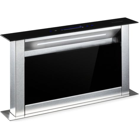 Klarstein – Hotte aspirante encastrable 60cm – Classe A++ – 604 m³/h – Faible bruit 68 dB – Éclairage LED – Acier inoxydable et verre (1/5)