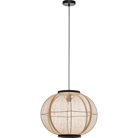 [GEBRAUCHT] Lindby Hängeleuchte Lampe Deckenleuchte Aurinil Holzfarben Leinen ø 48cm E27 B-Ware