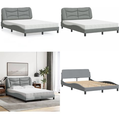 Bett mit Matratze Hellgrau 120x200 cm Stoff - Bettsofa - Boxspringbetten - Doppelbett - Einzelbett - Lattenrost - Home & Living (1/5)