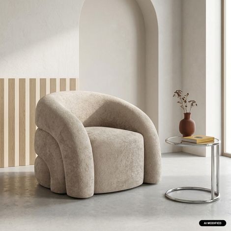 Fauteuil organique tissu 1 place beige - Renbo