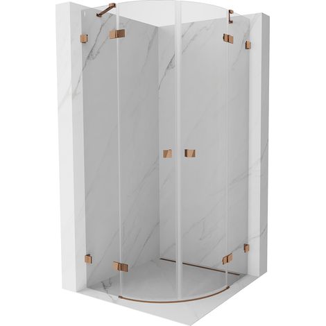 Mexen Lunar Duschkabine Halbkreis schwenkbar 100 x 100 cm, transparent, Roségold - 833-100L-100P-60-00 (1/5)