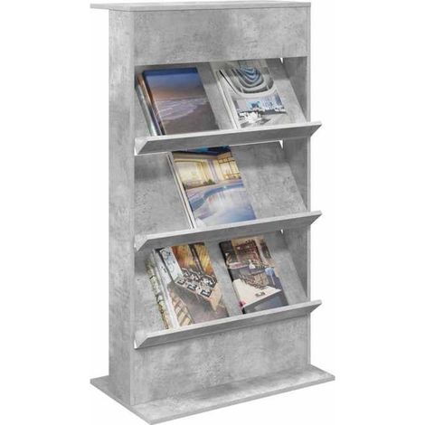 899530 étagère à magazines avec étagère Gris béton 70 x 41 x 126 cm (1/5)