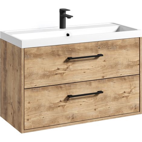 Badplaats Mobile Bagno Florence 01 80 x 40 cm – Rovere Castagna – Mobile Sospeso