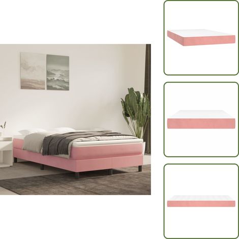 Matelas de lit à ressorts ensachés Rose 120x200x20 cm Velours - Matelas À Ressorts Ensachés - Matelas Moelleux - Matelas Double - Matelas Rose - Literie (1/5)