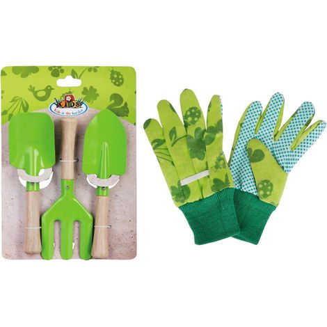 Set jardinage enfant 3 pièces  avec gants (1/4)