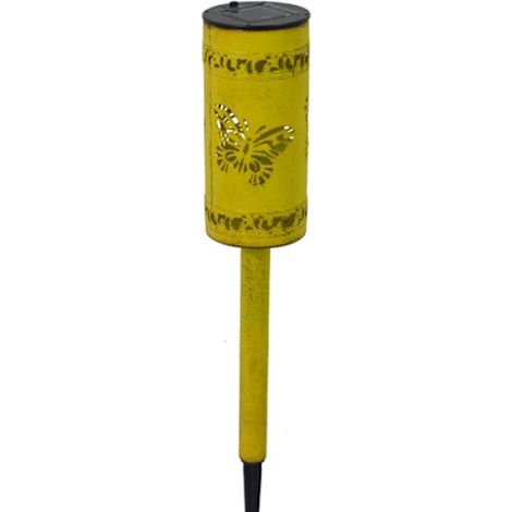 /EA/Lampes de jardin solaires, lampes d'extérieur en fer creux, lampes de jardin pour villa avec prise solaire au sol (jaune) (1/2)