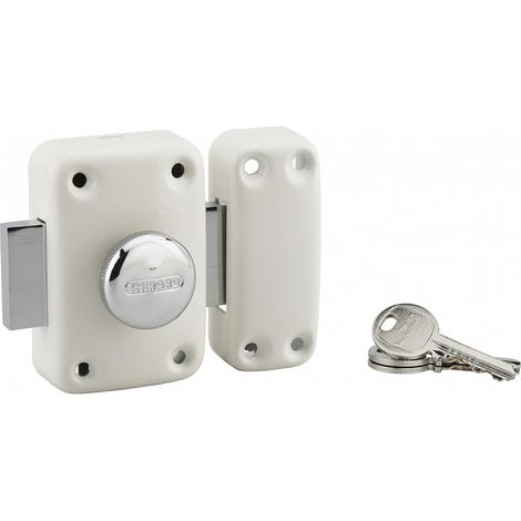 Thirard – Verrou à bouton Apache pour porte d'entrée – Cylindre 45mm en laiton – 3 clés – Acier renforcé – Sécurité 8/10 – Époxy blanc (1/5)