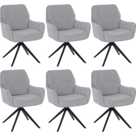 Set da 6 sedie da sala da pranzo HHG-710, sedia da cucina girevole con funzione di posizionamento automatico, tessuto (680 g/m²) in ciniglia Öko-Tex, (1/5)
