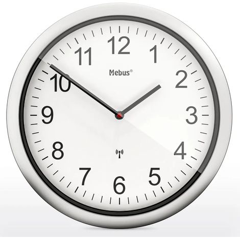 Horloge murale radiopilotée Mebus 19809, blanc/argent (1/5)