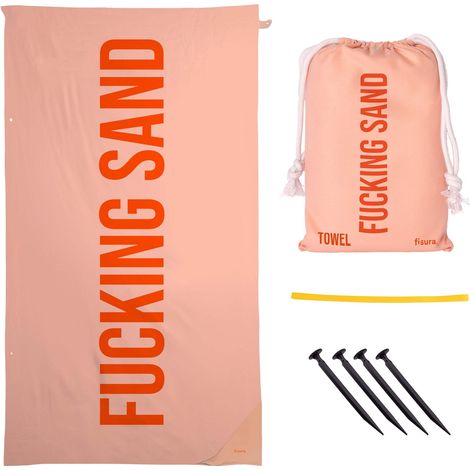 Fisura – Asciugamano da spiaggia grande "Fcking Sand". Asciugamano in microfibra leggera per piscina, spiaggia, campeggio o picnic. Anti sabbia. Asciugatura rapida. Regalo originale. 180 x 100 cm (1/5)