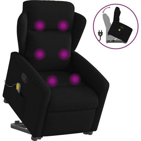 Fauteuil de massage inclinable en tissu noir (1/5)