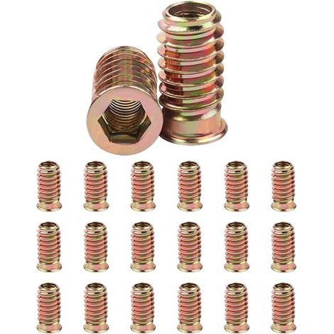 Insert Fileté Bois M6, Insert Fileté M6 x 25mm Zinc 20 Pièces (1/4)