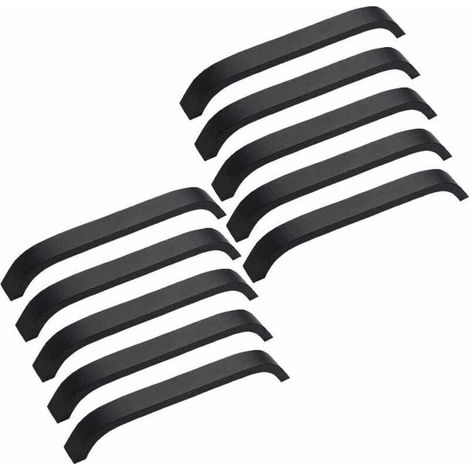 ZVD Lot de 10 Poignées Noir de Meubles Moderne 160mm Poignées pour Porte Placard Armoire avec Vis (1/4)