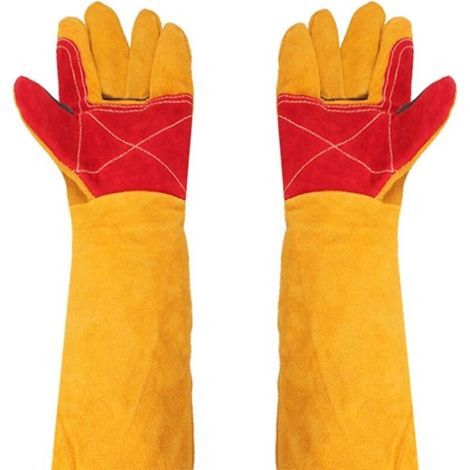 Gants de soudage robustes Manches extra longues Résistants à la chaleur de sécurité pour cheminée aux coupures 60 cm (1/5)