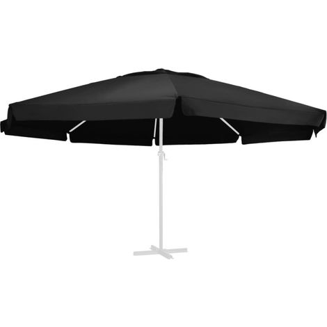 Tissu de remplacement pour parasol d'extérieur Noir 610 cm vidaXL