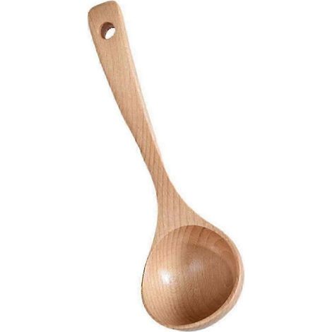 Grande louche en bois résistant à la chaleur, avec un long manche ergonomique, ustensile de cuisine durable pour servir soupes, riz et porridge. (1/5)
