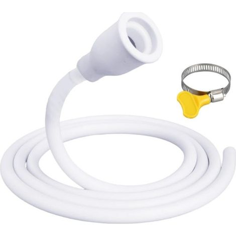 Manguera de extensión para grifo - Manguera de extensión de PVC - Manguera de jardín - Manguera blanca de 3 metros - Manguera de agua para grifo - Con abrazaderas (1/5)