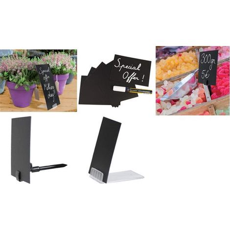 SECURIT - Set Da 6 Supporti Con Clip - Per Etichette - Per Un Supporto Verticale Da Una Superficie Verticale - Per Caffè, Ristoranti, Bar, Negozi - 5,5x1x2cm (1/5)