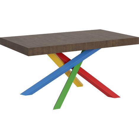 Tavolo allungabile 160/264x90 cm Volantis noce gambe multicolore 4/B
