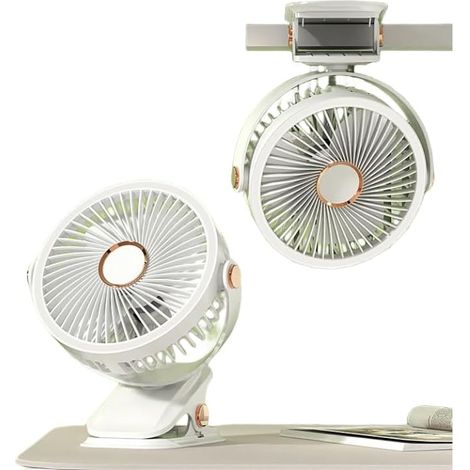 Ventilateur de camping avec lanterne LED, ventilateur rechargeable sur batterie (blanc) (1/5)