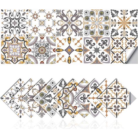 Autocollants Carrelage Adhesif Mural Stickers Carreaux de Mosaïque Imperméable PVC Auto-adhésif Décoration Style Simple Carreaux Autocollants, Bricolage Stickers Muraux (20,10x10cm) (1/5)