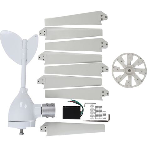 500-W-Windkraftanlage mit MPPT-Regler, 8-Blatt-Windgenerator-Kit für Solarstromerzeugungssysteme (48 V) (1/5)