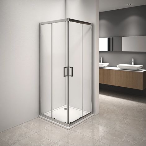 box doccia angolare in alluminio con vetro trasparente decor bagno 80x80x185 cm (1/4)