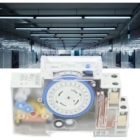Minuteur mécanique transparent 24 heures SUL180a avec pile et interrupteur horaire, 220-240 V CA (1/5)