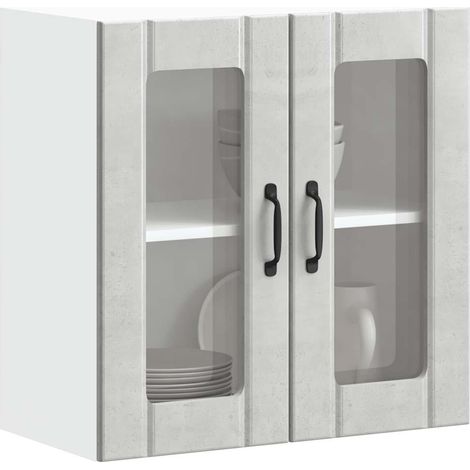 Küchen-Hängeschrank mit Glastür Lucca Betongrau Holzwerkstoff