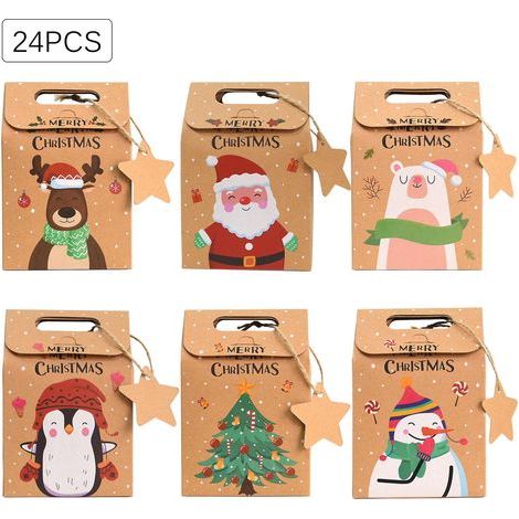 sacs Cadeaux De Nol, 24 Sacs Cadeaux En Papier, Sacs Cadeaux De Bonbons Et Biscuits Pour Enfants (1/3)