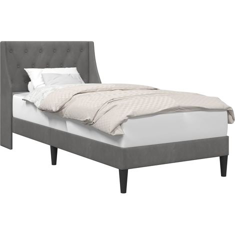 Bed Frame with Headboard Dark Grey 90 x 190 cm Velvet vidaXL