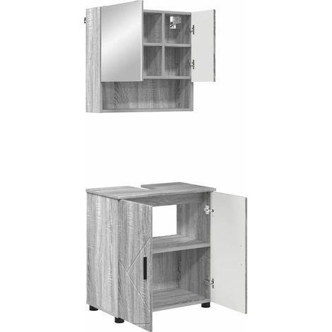 Maison Exclusive - Badezimmermöbel-Set 2 stk. Graues Sonoma 61 x (1/5)