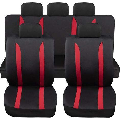 Lupex shop - Coprisedili auto universali modello LS09, set anteriori e posteriori, NO SUV, colore Rosso