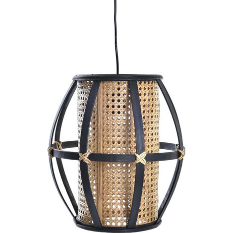 Lampara Techo Bambu Ratan 34X34X35 Natural Negro LA197151 (1/4)