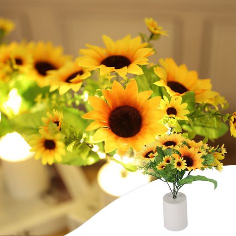 Lampe Ambiance Fleurs - Lampe de Lecture avec Fleurs Réalistes - Pour Décoration Café Salon Chambre - 7 5 x 7 5 x 30 cm - 15 W à 40 W - 3 Piles AAA (1/5)