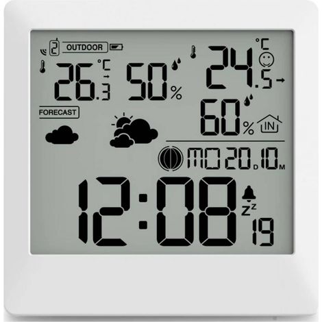 Hama Wetterstation Palawan, mit Außensensor, Funk, Wecker, Thermo/Hygro, Weiß 00222238 Stazione meteo digitale senza