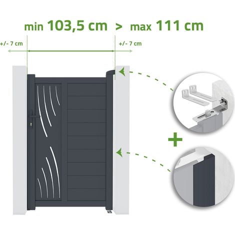 Puerta regulable en ancho VELETA 1m Alt.160cm aluminio Gris Antracita (1/4)