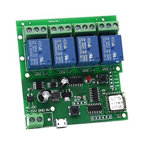Module de sécurité automatique à relais de poussée instantanée WiFi 4 canaux, contrôleur de porte de garage WiFi DIY (5-32V)