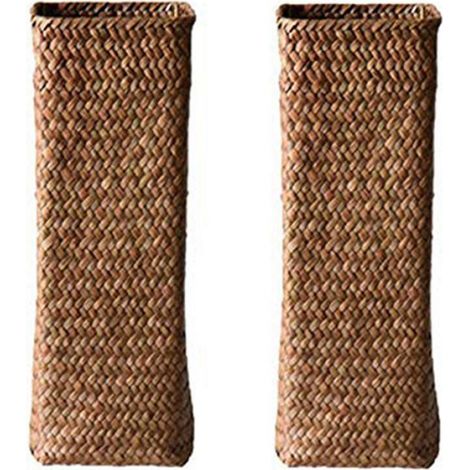 2x Vase en rotin, Panier en bambou tressé, Décoration intérieur, Salon bureau, Cadeau maison (1/5)