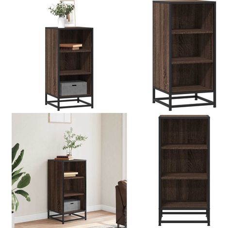 vidaXL Buffet chêne marron 35,5x35x76 cm bois d'ingénierie et métal (1/5)