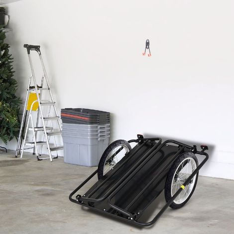 Remorque vélo pliante 156x72x82cm, chariot cargo transport objets, capacité 36kg, remorque pliable pour vélo (1/5)