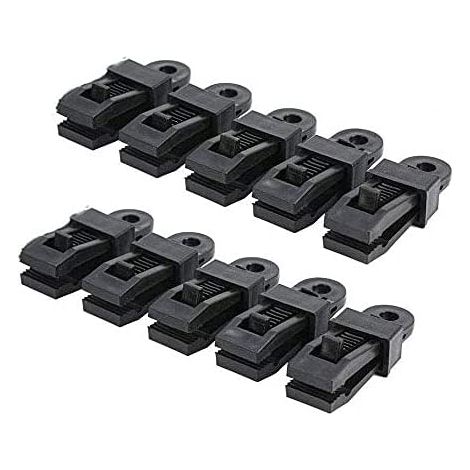 Lot de 10 clips pour bâche de tente, auvent coupe-vent avec boucle fixe multifonctionnelle, boucle de tente, clip de fixation instantané, accessoire de tente pour camping, auvent de tente (1/5)