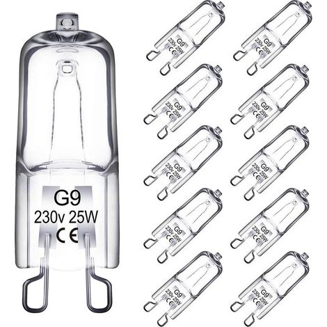 10 Pack Ampoule Halogene G9, Ampoule G9 25W 230V, Intensité Variable, LampeHalogene G9,43mm (1/3)