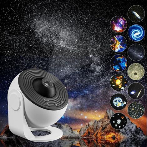 Projecteur Galaxy, 13 en 1, lumière d'étoiles pour planétarium domestique pour chambre à coucher, nébuleuse rotatif à 360°, lampe de nuit ciel étoilé avec 12 constellations du système solaire (1/4)