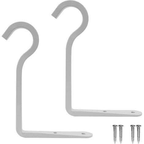 Lot de 2 Crochets muraux pour Plantes suspendues, Support décoratif Droit pour mangeoires à Oiseaux/jardinières/Lanterne/Carillon éolien/intérieur/extérieur, Blanc 15 cm (1/5)
