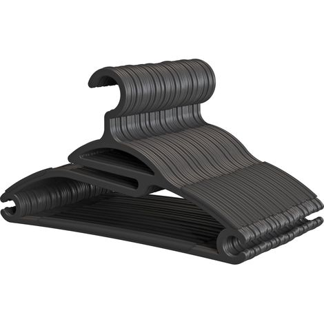 Cintres en Plastique Recyclé, Lot de 50, Noir. Pour Vêtements Légers, Spécialement Conçus pour ne Pas Déformer les Colliers de T-Shirts, Blouses, Chemises, Pulls (1/5)