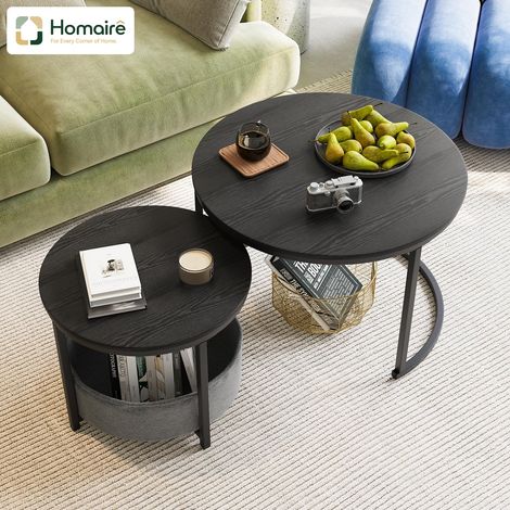 Meuble de rangement avec tiroirs, noir, en décor bois 73.5 x 73.5 x 9 cm HOMAIRE (1/5)