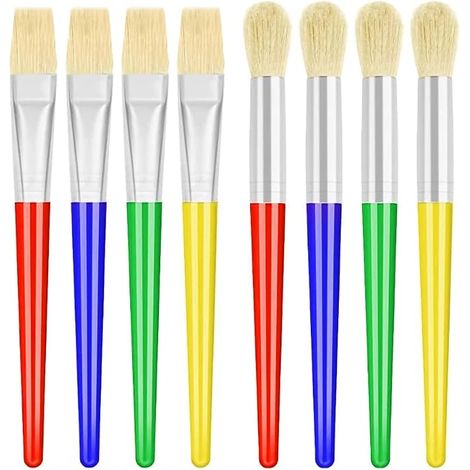 Pinceaux pour Enfants, 8 Pcs Colorés pour Peinture Acrylique, à l'Huile, Aquarelle - Kit de Brosses pour Débutants, Artistes, DIY (1/5)
