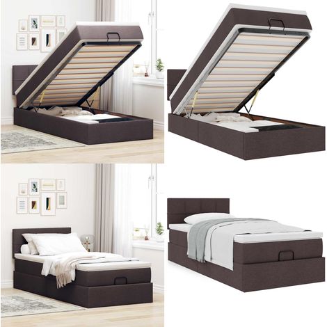 vidaXL Ottoman-Bett mit Matratze Dunkelbraun 100x200 cm Stoff (1/5)